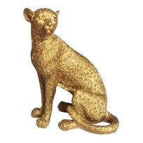 Golden Leopard Figurine Model Vivid Leopard Statue Squatting Running Posture Resin Leopard Ornament for TV Stand Entryway Office Housewarming Business B