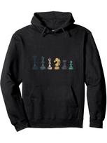 Retro Chess Pullover Hoodie - Fashionable Cut with Front Pouch Pocket Warm And Comfy for Everyday Daily Wear Crew Neck Street Styl XL black