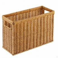 Austi laikymo krepšiai, stačiakampis pintas krepšys su išpjautomis rankenomis, smėlio spalvos sintetinės rotango, skirtas New two-tone rattan_pale Coffee