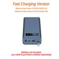 12 Cell 18650 Detachable Solder‑Free DIY Power Bank Kit PD Fast Charging With LED Light  Mobile Power Shell Without Battery violetinė