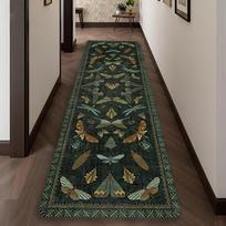 Mid Century Modern Kitchen Mat Abstract Fan Runner Rug Blue Cream Geometric Sunburst Hallway Entrance Floor Carpet Decor 50x150CM