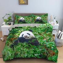 3D Panda Bedding Set Lovely China Black White Animal Duvet Cover King Queen Bamboo Comforter Cover 2/3pcs Polyester Quilt Cover EU single(135x200cm) gray