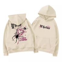 25 Autumn Winter Best-selling Trend Spider Print Men Women Hooded Sweatshirt Daily Outdoor Vacation Casual Loose Warm Sportswear 3XL beige