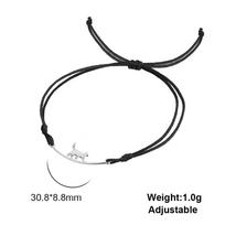 Nerūdijančio plieno auksinė katės pakabuko apyrankė moterims Pintos virvės apyrankės Gyvūno kačiuko papuošalai Valentino dienos dovana 17 -22 cm black