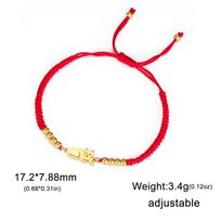 Nerūdijančio plieno auksinė katės pakabuko apyrankė moterims Pintos virvės apyrankės Gyvūno kačiuko papuošalai Valentino dienos dovana 17 -22 cm red