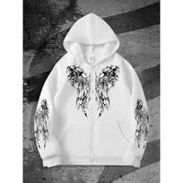 Best-selling Original Dark-style Design Zipper Hooded Sweatshirt, Trendy Street Fashion Trend Zipper Hooded Sweatshirt 6XL gray