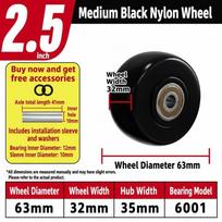 High Load Capacity Caster Wheel Nylon Roller Wheel Durable Trolley Wheel  Furniture Application 2.5inch Black