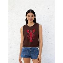 Ins Style Lobster Jacquard Sleeveless Knit Sweater Vest M ruda
