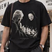 The Seventh Seal Shirt, Ingmar Bergman Chess with Death Arthouse Film Tee 130 gray