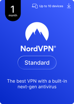NordVPN Standard - 1 Month - 10 Devices (PC/MAC/Mobile) Best VPN & Next-Gen Antivirus Software Subscription Key GLOBAL