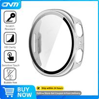 Glass+Case for Samsung Galaxy Watch 9 40mm/44mm Tempered Glass Screen Protector & Hard PC Protective Bumper Accessories for Watch 9 44mm