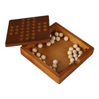 Solitaire Board Game, Educational Family Portable, Single Chess Puzzle Peg for Adults brown