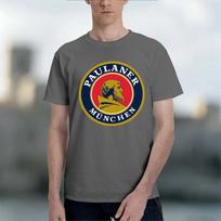 PAULANER MUNCHEN 2026 fashion heavyweight hot selling retro printed pattern fun round neck T-shirt for daily comfort S gray