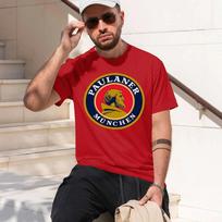 PAULANER MUNCHEN 2026 fashion heavyweight hot selling retro printed pattern fun round neck T-shirt for daily comfort XXL red