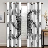 Stilizuotas Geometric Juodas Baltas Šachmatinės Lentos Užuolaida Svetainei Miegamajam Virtuvės Langui Namų Dekoras 2 Vnt. Nėra Pristatymo Išlaidų 2x50W130H(CM)&Rod Pocket