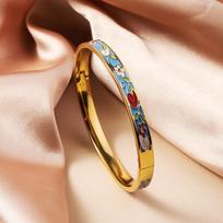 Hot Selling Stainless Steel Enamel Painted Bracelet 18K Gold Plated Women's Vintage Personalized Drip Oil Bangle for Women Gifts brown
