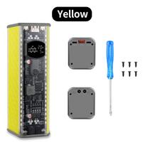 PD 100W Transparent Power Bank Case Solder-Free 21700 Battery Holder with Voltage Regulation and LED Light for Outdoor geltona