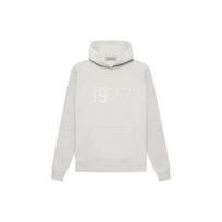 Fear Of God Essentials 1977 SS22 Hoodie Light Oatmeal Numbers Flock Hooded Fleece Lined American Pullover Sweatshirt (Unisex) Sweatshirts M white