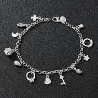 Hot-selling silver fashion thirteen pendant bracelet women's multi-element jewelry gray