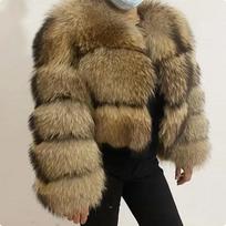 Europe and the United States hot-selling fur coat imitation raccoon fur fur splicing women's fur coat L black