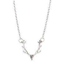 C176 Hot-Selling Christmas Reindeer Antlers Wish Necklace for Women white