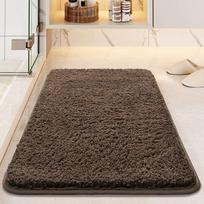 Bathroom Floor Mat, Bathroom Door Absorbent Non-Slip Mat, Household Bathroom Door Mat, Quick-Drying Carpet for Restroom 50X80Cm / Plain Short Velvet-Brown