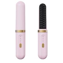 3.7V 2000mAh Rechargeable Hair Straightener Brush Wireless Straightening Curling Iron  Daily Styling rožinė
