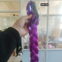 26 colio ilgio violetinė pintų plaukų KPOP Rumi Cosplay perukas, karščiui atsparus sintetinės arkliuko uodegos pynimo aksesuaras gray