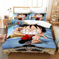 Sell One Piece Bedding Set Quilt Cover Luffy Pillowcase Cartoon Anime Duvet Cover Bedding Suit Christmas Gift For Kids EU Single 135*200cm/53x79in 3pcs
