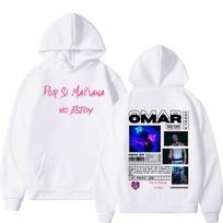 Omar Courtz Por Si Manana No Estoy  Tour Hooded Men's Fashion Harajuku Retro Sweatshirt High Quality Fleece Oversized Hoodie S balta