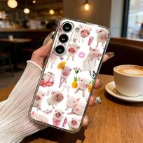 Lovely Cute Piggy Phone Case For Samsung S25,S24,S21,S22,S23,S30,Ultra,S20,Plus,Fe,Lite Transparent Cover Samsung S25Plus white