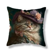 Vikama Mid-Century Elegant Cat Ladies Decorative Throw Pillow Cover, Polyester, For Various Room Types Home Decor Peach skin 18*18(CM)-1Pcs
