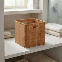 Kvadratinis pintas krepšys Standus indas Tekstūruotas tamsiai rudas 222222cm Light Brown 22-22-22cm