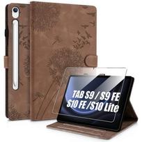 Case + Tempered Glass for Samsung Galaxy Tab S10 FE / S9/FE / S10 Lite, Anti-Scratch PU Leather Brown