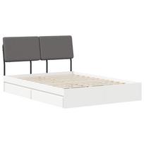 vidaXL Dvigulė lova su galvūgaliu Balta ir šviesiai pilka 140 x 190 cm
