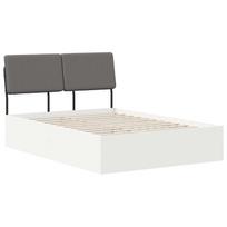 vidaXL Dvigulė lova su galvūgaliu Balta ir šviesiai pilka 140 x 200 cm