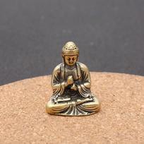 Žalvarinis Budos statulos raktų pakabukas: Retro Feng Shui ornamentas ir nešiojamas bronzinis pakabukas Mini Buddha beige