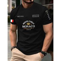 Best-selling Monaco Raidės Vėliavos Spausdinimo Vyriški ir Moteriški Marškinėliai - Atsitiktiniai Laisvi Gatvės Trumpomis Rankovėmis 3XL brown