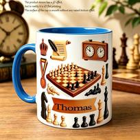 Chess ceramic cup Commemorative gift for friends and relatives Ceramic horse cup Water cup 301-400ml mėlyna