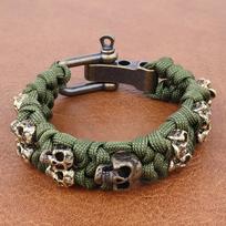 Vyriškas kaukolės paracord apyrankė Reguliuojama gotiška pintas vintažinis riešo apyrankė brown