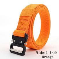 Vaikų taktinis diržas 25 mm Greito atsegimo reguliuojama metalinė sagtelė Karinio stiliaus berniukams ir mergaitėms Vaikų diržas su metaliniu užsegimu Waist 28-32 inch oranžinė