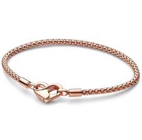 Hot Selling 925 Sterling Silver Heart And Flower Shape Charm Bracelet Adjustable Bracelet For Women's Birthday Jewelry Gifts 21cm beige