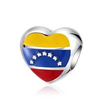 s925 Sidabrinis Britanijos Ispanijos Brazilijos Dominikos Nacionalinės Vėliavos Pakabukas Pastato Karoliukai Tinka Originaliam Apyrankės Papuošalui Aksesuaras Žavesys yellow