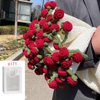 1 vnt. Rožių pledų puokštė su dovanų maišeliu Nertas rankų darbo rožių pledas Gimtadienio Valentino dienos dovana merginai Diameter 60cm