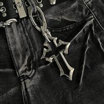 Bright Silver & Antique Silver Irregular Lobster Clasp Cross Keychain Bag Charm Waist Pendant Styling Accessory For Streetwear black