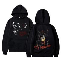 Streetwear Raperio Miesto Lavonų Spaudos Gobtuvėlis Vyrams Moterims Hip Hop Harajuku Megztinis Zillakami Sosmula Gobtuvėliai Vintažinis Viršus Megztinis S black