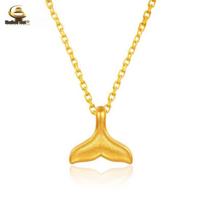 Shuibei 999 Pure Gold Fish Tail Pendant - 3D Hard Gold Necklace Pendant Only yellow
