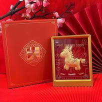 999 Pure Gold God of Wealth Figurine: Instant Prosperity Gift for Colleagues and Business Leaders with Photo Frame brown