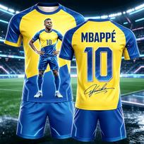 Summer hot selling Mbappe 10 commemorative edition adult/children's quick drying loose sports T-shirt shorts set  familyMatching 140