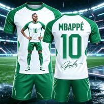 Summer hot selling Mbappe 10 commemorative edition adult/children's quick drying loose sports T-shirt shorts set  familyMatching 100